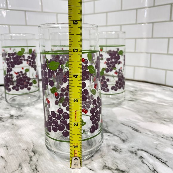 Crisa Grape Vine Pattern Drinking Glasses Tumbler Set of 4 Vintage - Picture 6 of 6